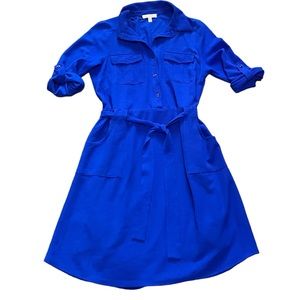 Monteau Women’s Royal Blue Button Tie Front Sheath Dress Medium